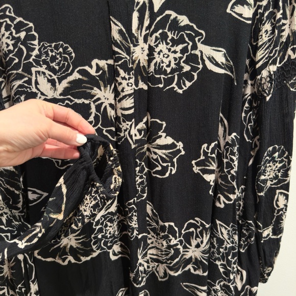 Free People Floral Moody Print Tunic Top Mini Dress Long Sleeve Size Small - Picture 4 of 6